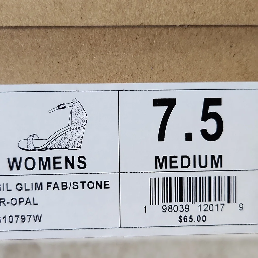 Wedge Gray Sparkle Sandals Buckle Closure - 7.5 NWT